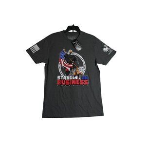 Grunt Style Standing on Business Patriotic Grey Tee Shirt Mens Medium